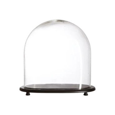 Cloche sur socle M Clair noir Bella