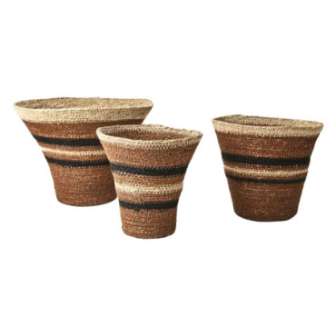 Panier lot de 3 Marron beige noir Madiba