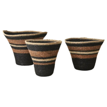 Panier lot de 3 Noir marron beige Madiba