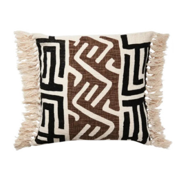 Housse de coussin Nature noir marron Fernando