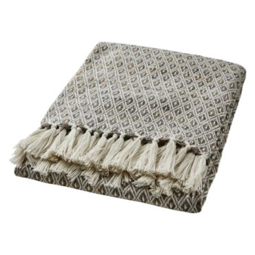 Plaid Beige ivoire moutarde Petra