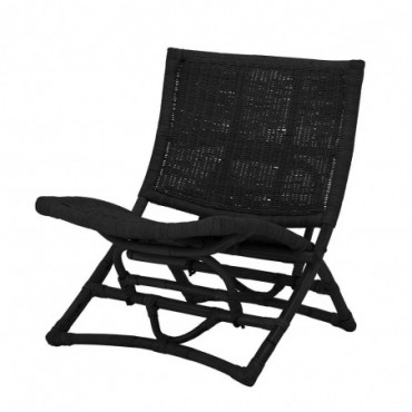 Chaise lounge Baz noir rotin