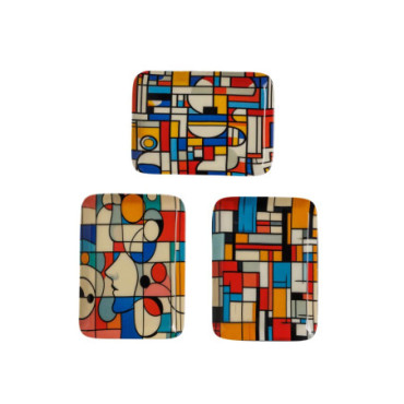 Petits plateaux style Mondrian x3