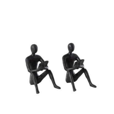 Statues Assises Koli Fer Blanc x2