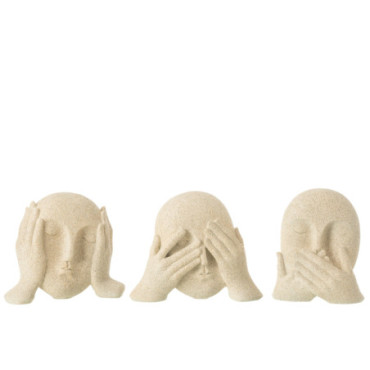 Visage Ne Rien Voir / Entendre / Se Taire Beige Assortiement De 3