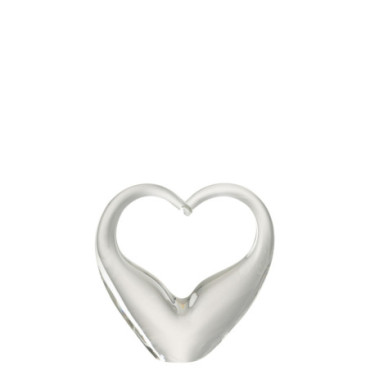 Presse-Papier Sulfure Coeur Verre Transparent Petit