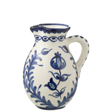 Pichet Granada Céramique Blanc / Bleu Cobalt Grand