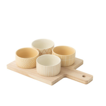 Service A Tapas 4 Sets + Plateau Bois Boite Creme / Blanc