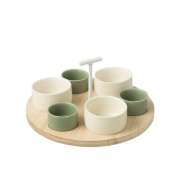 Service A Tapas 6 Sets + Plateau Bois Boite Vert / Blanc