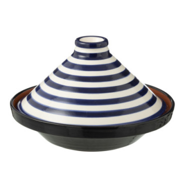 Tajine Granada Lignes Céramique Blanc / Bleu Cobalt