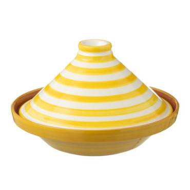 Tajine Granada Lignes Céramique Blanc / Jaune