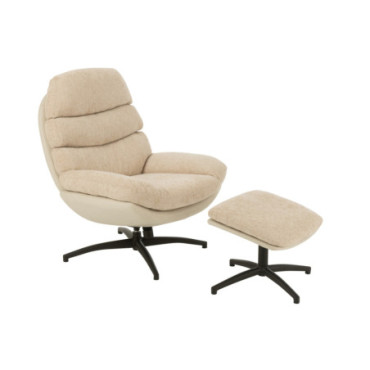 Fauteuil Relax + Repose Pied Metal / Multiplex Gris / Noir