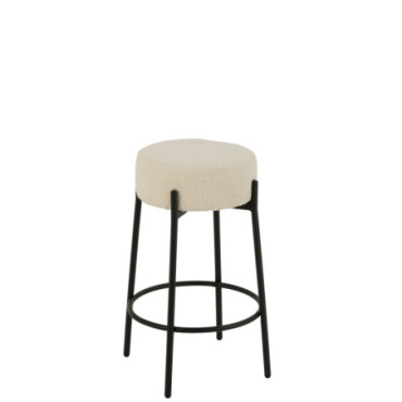 Tabouret De Bar Boucle Contreplaque / Polyester Blanc / Noir