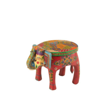 Tabouret Elephant Delhi Bois De Manguier Mix