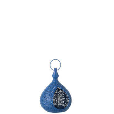 Photophore Drop Metal / Verre Bleu Petit