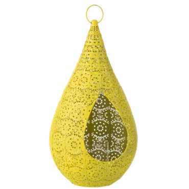 Photophore Drop Metal / Verre Jaune Grand