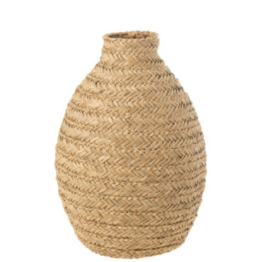 Vase Tressé Jonc De Mer Naturel Grand