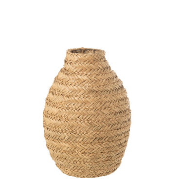 Vase Tressé Jonc De Mer Naturel Moyen