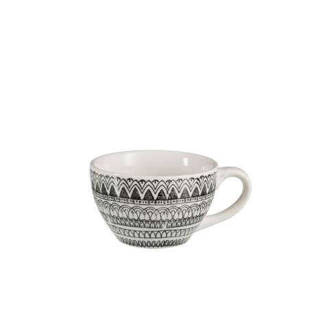 Tasse de café avec sous tasse Coeus 150ml Céramique Noir Motif 'Tu es le  cadeau le plus précieux' Blanc