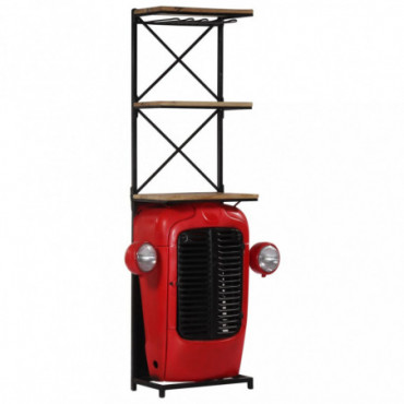 Range-Bouteille Tracteur Style Industriel En Bois Massif De...