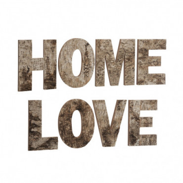 Lettres Love Home Bois Naturel Assortiment De 2