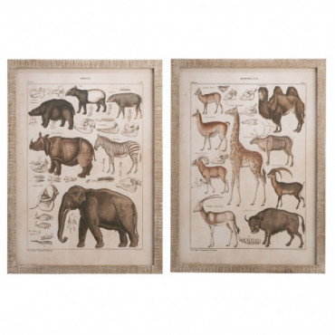 Decoration Murale Animaux Antique Bois/Verre Naturel/Sepia...