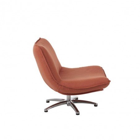 Fauteuil 1 Personne Pivotable Velours Orange Metal Argent J Line