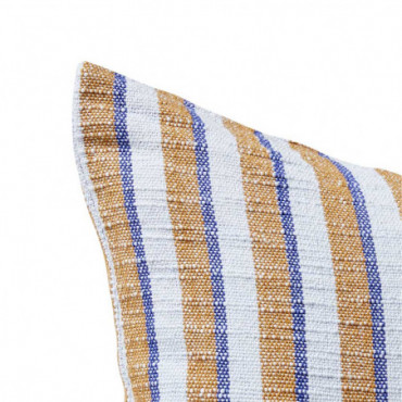 Coussin En Coton Bleu/Marron/Blanc