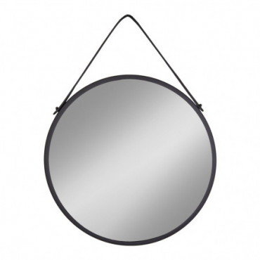 Miroir Trapani Cadre En Acier Noir Et Sangle Plastique Diamètre60 Cm