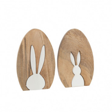 Silhouette Lapin Puzzle Bois De Manguier Naturel/Blanc Grande Taille Assortiment de 2