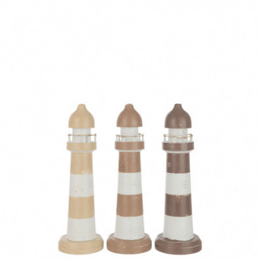 Phare Alabasia Bois Marron/Blanc Grande Taille Assortiment de 3