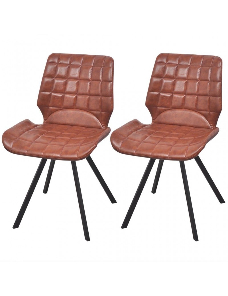 Chaise de table vintage en cuir artificiel x2 Marron  Achat sur Plante