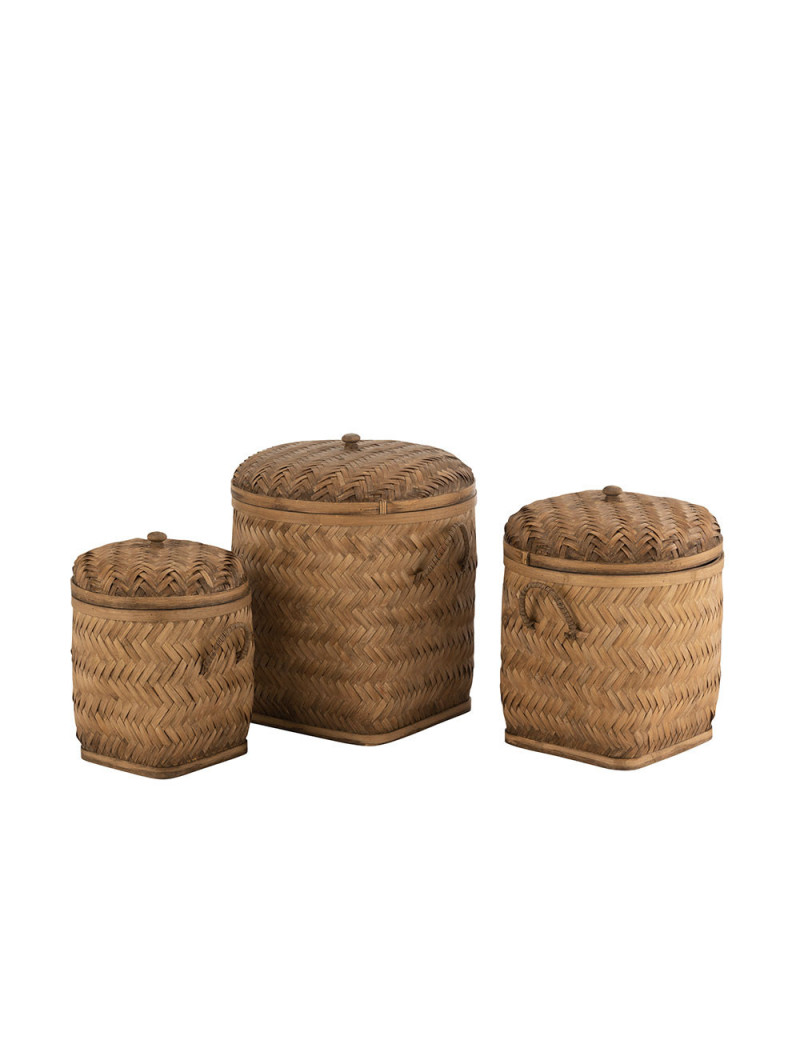 Panière de dressing en Bambou et Lin L 20.5 x P 26 x H 10.5 cm - Boites de  rangement - Décomania